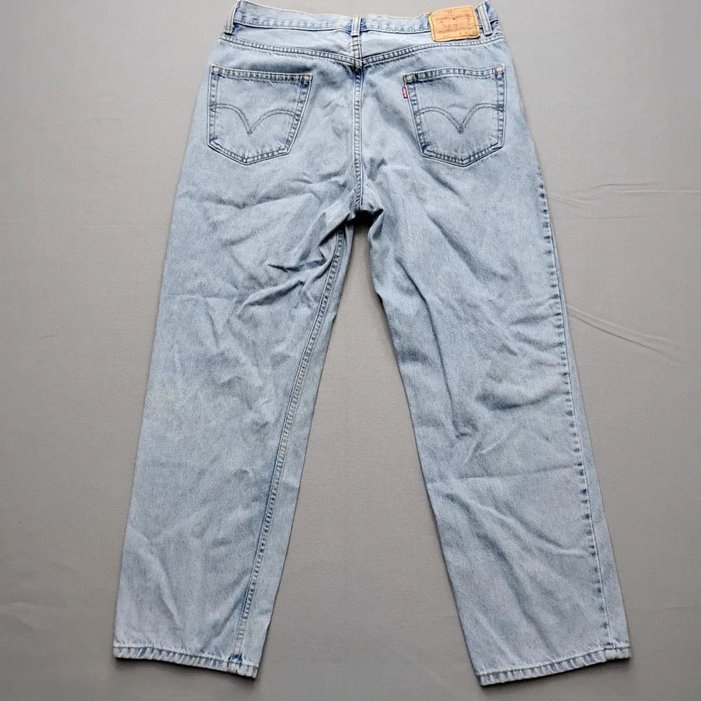 Levis 550 Relaxed Fit Jeans Mens 36x30 Light Wash Blue Denim Y2K
